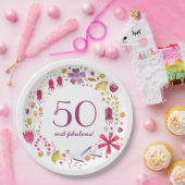 50 und fabelhafte Aquarellfarben Blumengeburt Part Pappteller (Party)