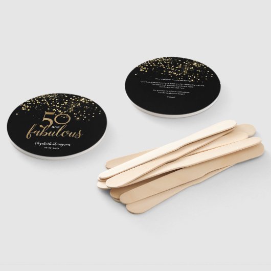 50 und fabelhafte Birthday Black Gold Konfetti Fächer (Non-assembled)