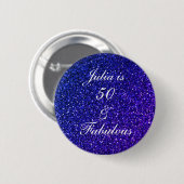 50 und fabelhafte Birthday Blue White Glitzer 2024 Button (Vorne & Hinten)
