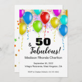 50 und fabelhafte Birthday Bright Ballon Einladung (Vorne/Hinten)