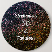 50 und fabelhafte Birthday Gold Black Glitzer Cool Button (Vorderseite)