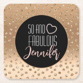50 und fabelhafte Birthday Sparkle Gold Black Blus Rechteckiger Pappuntersetzer (Vorderseite)