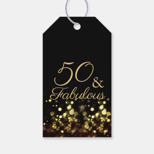 50 und fabelhafte Black and Gold Geburtstag Geschenkanhänger (Vorderseite)