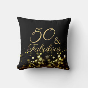 50 und fabelhafte Black and Gold Geburtstag Kissen