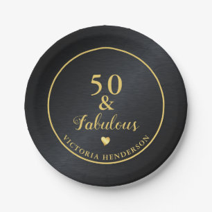 50 und fabelhafte Black and Gold Geburtstag Pappteller