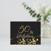 50 und fabelhafte Black and Gold Geburtstag Postkarte (Stehend Vorderseite)