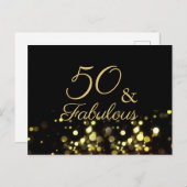 50 und fabelhafte Black and Gold Geburtstag Postkarte (Vorne/Hinten)