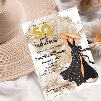 50 und fabelhafte Black and Gold Geburtstagsparty Einladung