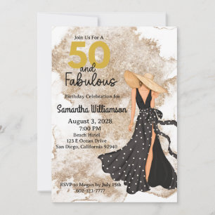 50 und fabelhafte Black and Gold Geburtstagsparty Einladung