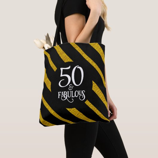 50 und fabelhafte Black and Gold Tote Bag Tasche (Von Nahem)