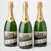 50 und fabelhafte Black & Gold Imitate Glitzer Fot Schaumweinetikett (Flaschen)