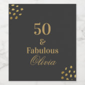 50 und fabelhafte Black Golden Birthday Party Weinetikett (Einzelnes Label)