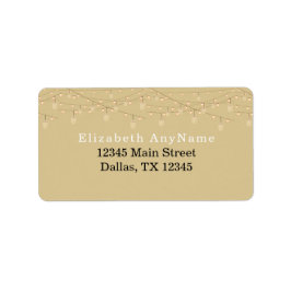 50 und fabelhafte Black Text Gold Lights Adresse Adressaufkleber