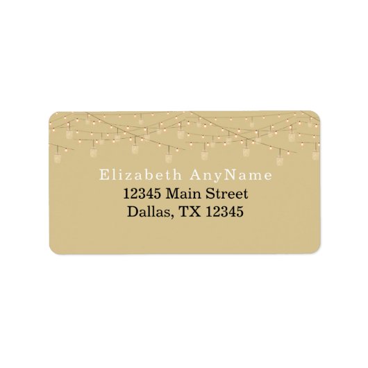 50 und fabelhafte Black Text Gold Lights Adresse Adressaufkleber (Vorne)