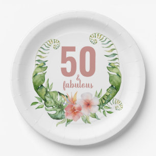 50 und fabelhafte Blumenröschel rosa Drehbuch Gebu Pappteller