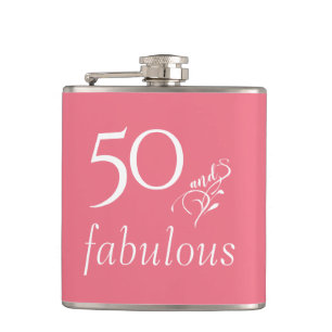 50 und fabelhafte Blush Rose 50. Geburtstag Flachmann