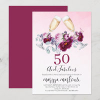 50 und fabelhafte Champagner-Brille floral Geburts