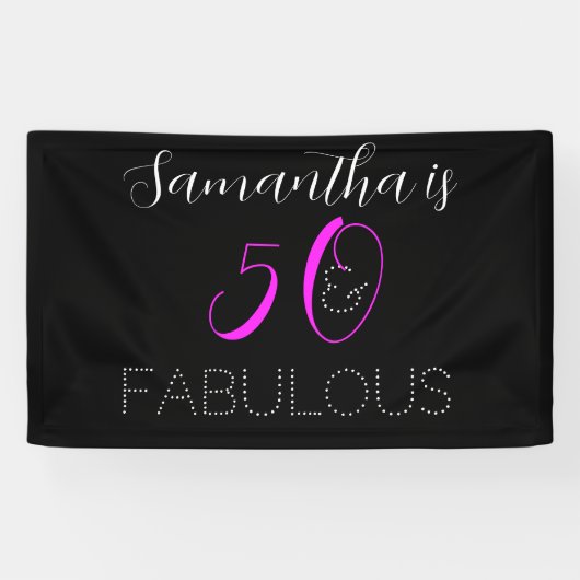 50 und fabelhafte Chic Hot Pink Black 50. Geburtst Banner (Horizontal)