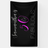 50 und fabelhafte Chic Hot Pink Black 50. Geburtst Banner (Vertikal)