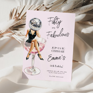 50 und fabelhafte Disco Geburtstag Custom Einladun Einladung