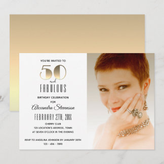 50 und fabelhafte einfache Elegant Gold 50. Geburt Einladung