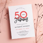 50 und fabelhafte Elegant 50. Geburtstagsparty Einladung<br><div class="desc">Die 50 und fabelhafte 50. Geburtstagseinladung! Diese Einladung strahlt Raffinesse mit weißem Hintergrund, ergänzt durch elegante Korallen und schwarze Schriften, die den Satz '50 und Fabulous' wunderschön in einem stilvollen Schriftart präsentieren. Entdecken Sie auf der drehend Seite ein schick weißes "50"-Muster. Personalisieren Sie Ihre Veranstaltungsdetails und passen Sie die Farben...</div>
