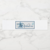 50 und fabelhafte Elegant Blaue Wasserfarbe Wasserflaschenetikett (Einzelnes Label)