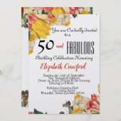 50 und fabelhafte Elegant Geburtstagsparty Einladung (Vorne/Hinten)