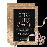 50 und fabelhafte Elegant Gold Black Blush Geburts Einladung<br><div class="desc">Brauchen Sie eine mutige und fabelhafte Einladung für die große 50. Geburtstagsfeier? Etwas,  das Glanz und Eleganz mit Ihren anderen glamourösen Dekorationen vereinen wird? Sie können eine persönliche Nachricht und ihren Namen auch hinzufügen!</div>