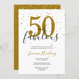 50 und fabelhafte Elegant Gold und Black Birthday Einladung