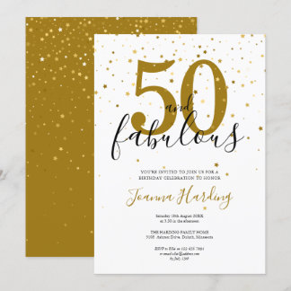 50 und fabelhafte Elegant Gold und Black Birthday Einladung