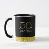 50 und fabelhafte Elegant Script Black Gold Glitze Tasse (Links)