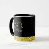 50 und fabelhafte Elegant Script Black Gold Glitze Tasse (Vorderseite Links)