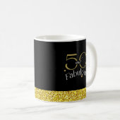 50 und fabelhafte Elegant Script Black Gold Glitze Tasse (VorderseiteRechts)