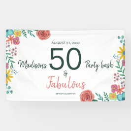 50 und fabelhafte elegante florale Aquarell Einlad Banner