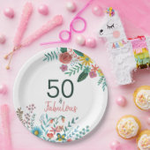 50 und fabelhafte elegante florale Wasserfarbe Pappteller (Party)