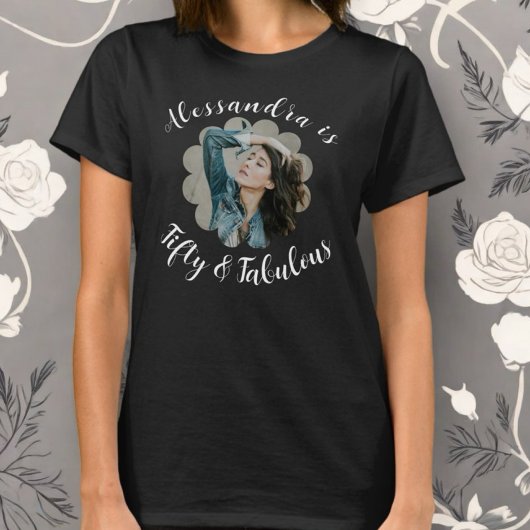 50 und fabelhafte Foto-Monogramm-Kalligraphie T-Shirt
