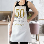 50 und fabelhafte Geburtstag Elegant Gold und Schw Schürze<br><div class="desc">Diese schicke schwarz-goldene Schrift Typografie,  50 und fabelhafte Goldstars konfetti Geburtstagsfeier Schürze kann mit Ihren Geburtstagsfeierlichkeiten Details personalisiert werden. Entwickelt von Thisisnotme©</div>