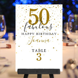 50 und fabelhafte Geburtstag Elegant Gold und Schw Tischnummer
