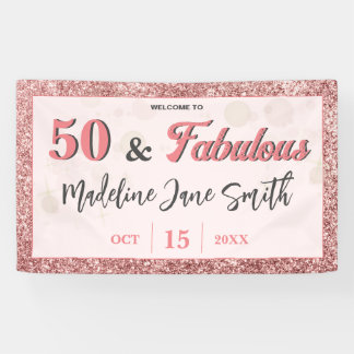 50 und fabelhafte Geburtstag Elegante Rose Rosa Gl Banner
