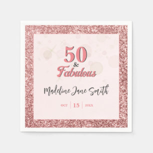 50 und fabelhafte Geburtstag Elegante Rose Rosa Gl Serviette
