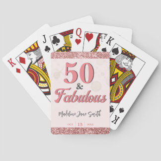 50 und fabelhafte Geburtstag Elegante Rose Rosa Gl Spielkarten