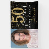 50 und fabelhafte Geburtstag Elegantes Gold Black Banner (Vertikal)