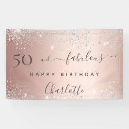50 und fabelhafte Geburtstag Glitzer Rose Gold Sil Banner