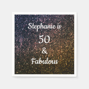 50 und fabelhafte Geburtstag Gold Black Glitzer Om Serviette