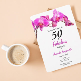 50 und fabelhafte Geburtstag rosa modernen Blumen Einladung