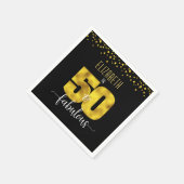 50 und fabelhafte Geburtstag schwarze Goldfolie Co Serviette (Ecke)