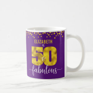 50 und fabelhafte Geburtstage lila Goldfolien-Punk Kaffeetasse