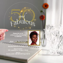 50 und fabelhafte Geburtstags-Single Foto White Go Acryleinladungen