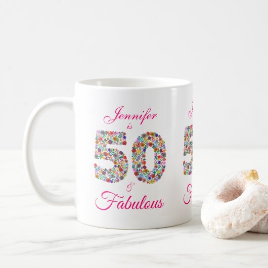 50 und fabelhafte Geburtstagsfeier Tasse (Mit Donut)